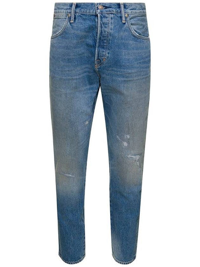 Distress Straight Jeans Blue - TOM FORD - BALAAN 2