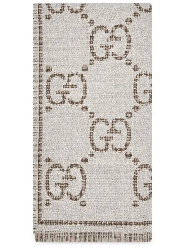 Houndstooth GG Jacquard Wool Muffler Ivory - GUCCI - BALAAN 4