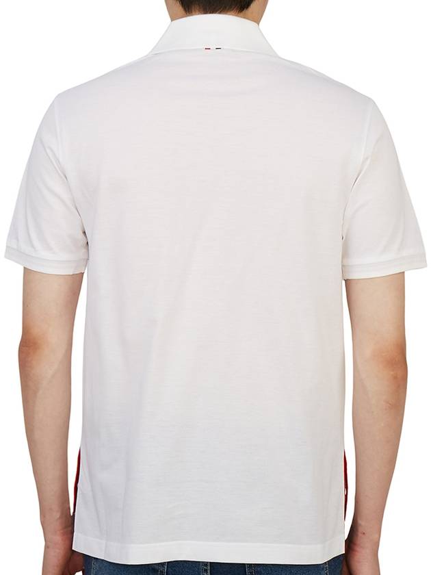 Men's Three Stripes Pocket Mercerized Short Sleeve Polo Shirt White - THOM BROWNE - BALAAN 5