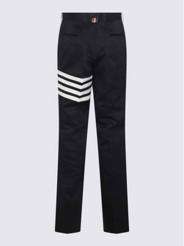 Diagonal Unconstructed Chino Straight Pants Navy - THOM BROWNE - BALAAN 6