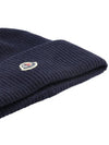 3B00048 M1241 750 Logo Patch Navy Wool Beanie - MONCLER - BALAAN 3