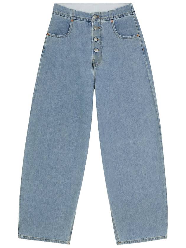 Mid-Rise Button Down Crop Jeans Light Blue - MAISON MARGIELA - BALAAN.