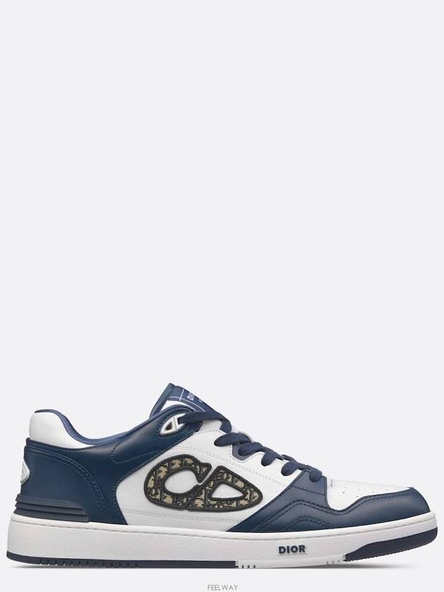 Oblique Detail Leather Low Top Sneakers White Navy - DIOR - BALAAN 3