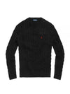 Embroidery Logo Cable Knit Top Black - POLO RALPH LAUREN - BALAAN 2