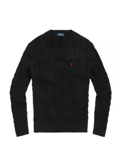 Embroidery Logo Cable Knit Top Black - POLO RALPH LAUREN - BALAAN 2