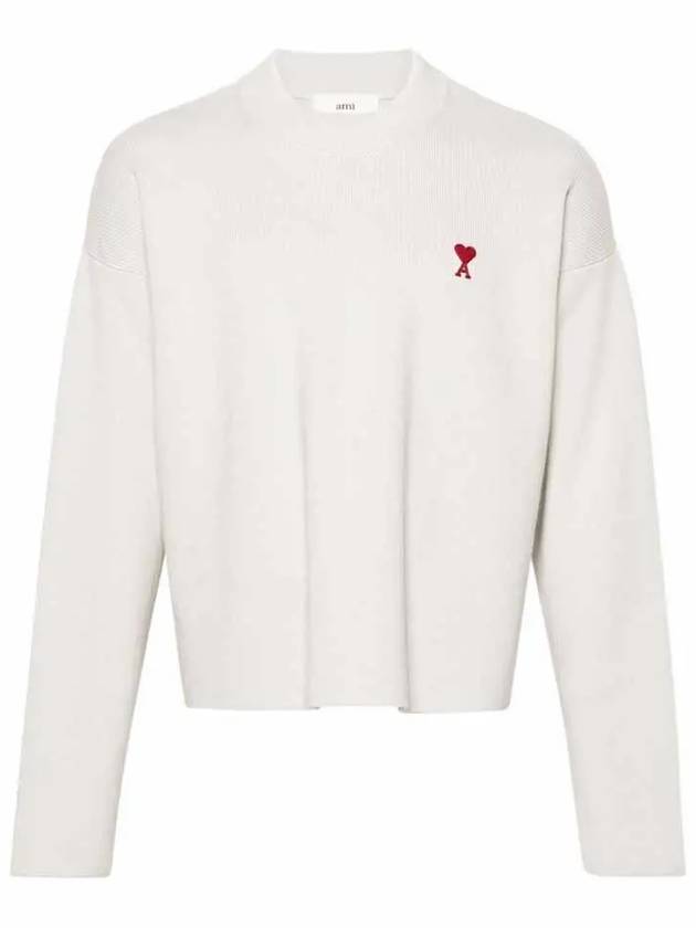 Red ADC Chain Stitch Heart Logo Knit Top Ivory - AMI - BALAAN 3