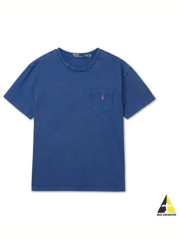 Classic fit cotton linen pocket t shirt blue - POLO RALPH LAUREN - BALAAN 1