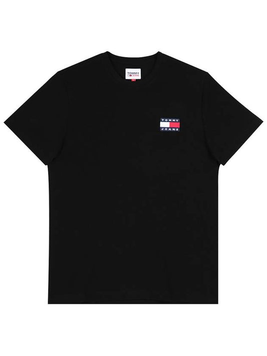 Crew Neck Logo Cotton Short Sleeve T-Shirt Black - TOMMY HILFIGER - BALAAN