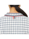 Women's Gingham Stripe Trimmed Short Sleeve Cardigan Medium Grey - THOM BROWNE - BALAAN 10