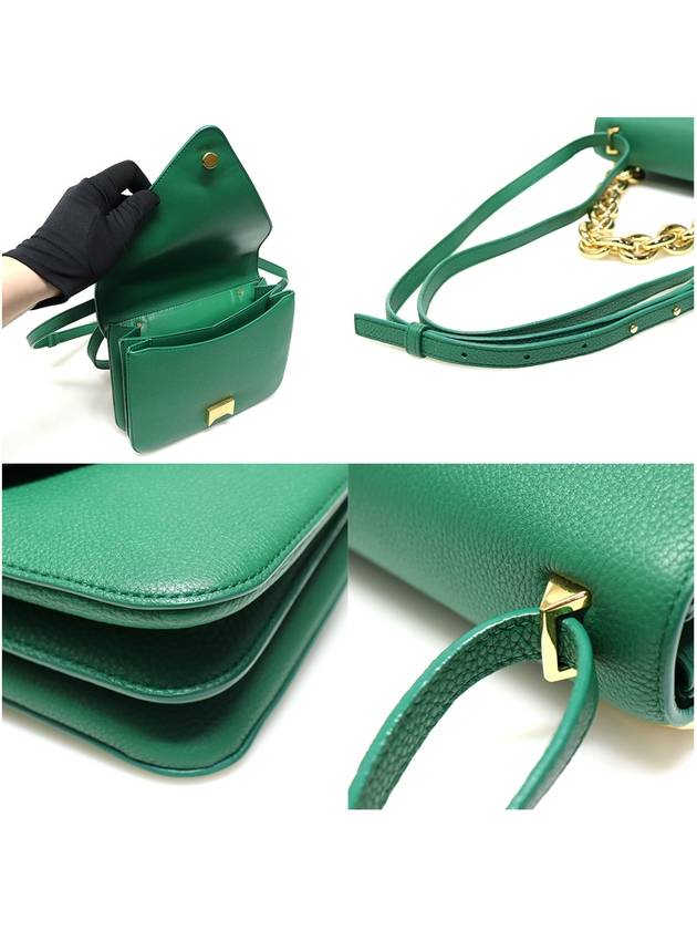 Bottega Veneta 667399 Jungle Green Grain Calfskin Gold Chain Envelope Mount Bag Small 2WAY - BOTTEGA VENETA - BALAAN 6