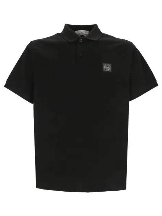 Compass Patch Short Sleeve Polo Shirt Black - STONE ISLAND - BALAAN 2