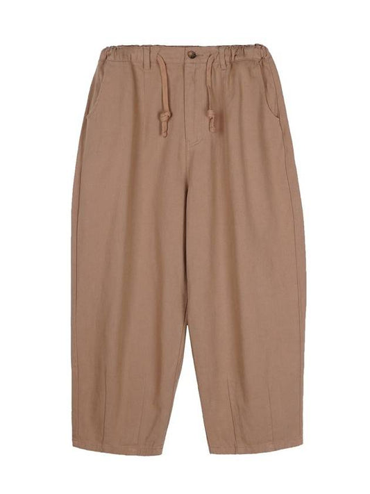 BALLOON FIT WIDE COTTON PANTS BEIGE - ZIZEMUSEUM - BALAAN 2