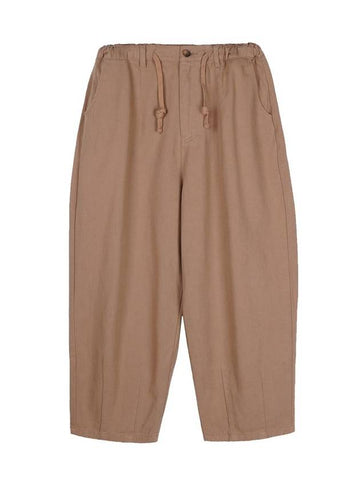 Balloon Fit Wide Cotton Pants Beige - ZIZEMUSEUM - BALAAN 1