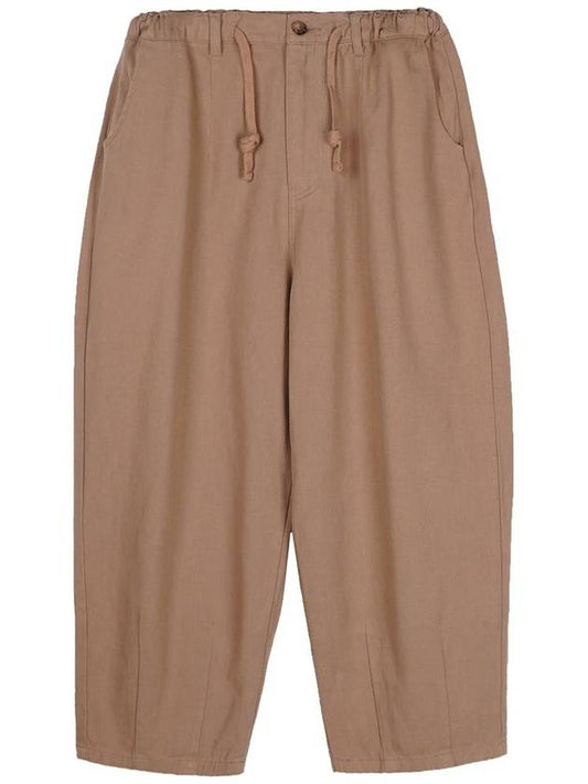 BALLOON FIT WIDE COTTON PANTS BEIGE - ZIZEMUSEUM - BALAAN 1