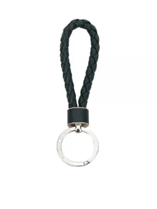 Intrecciato Leather Key Holder  Black - BOTTEGA VENETA - BALAAN 2