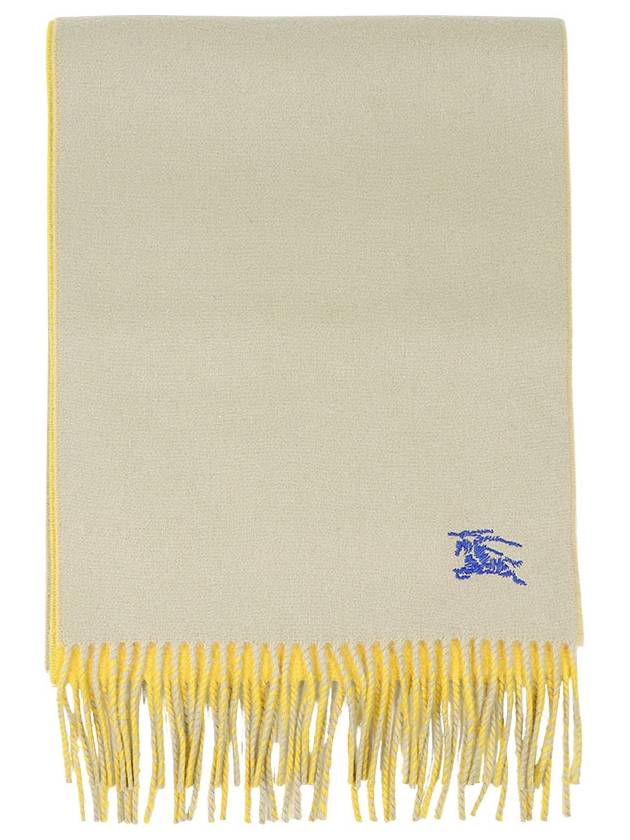 Embroidered Logo Reversible Cashmere Scarf Hunter Yellow - BURBERRY - BALAAN 3