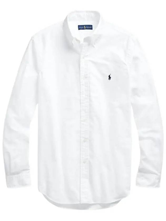 Embroidered Logo Pony Oxford Long Sleeve Shirt White - POLO RALPH LAUREN - BALAAN 2