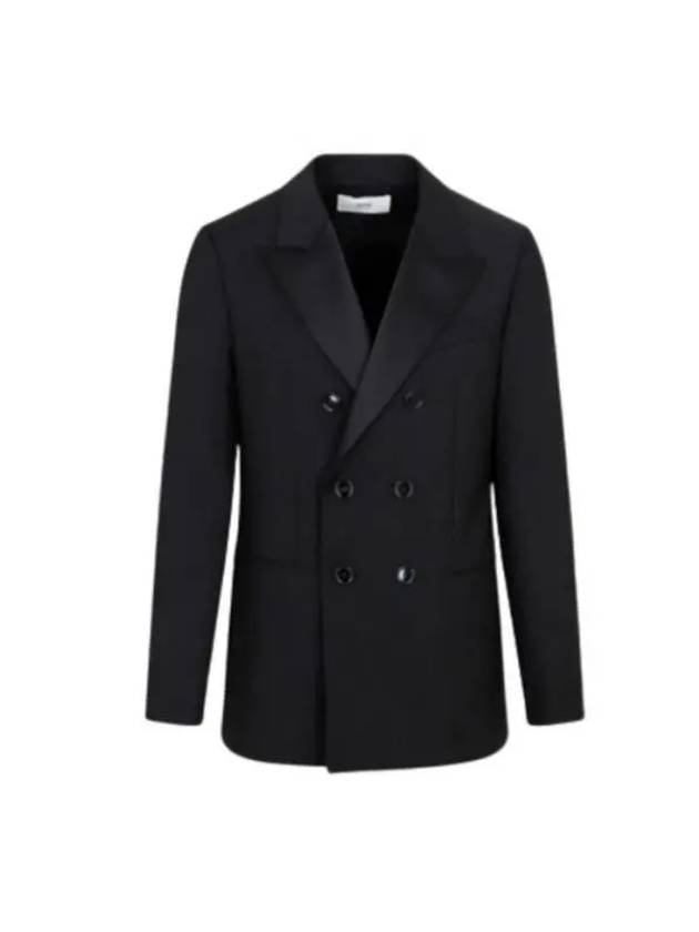 Double Breasted Smoking Jacket Black - AMI - BALAAN 1