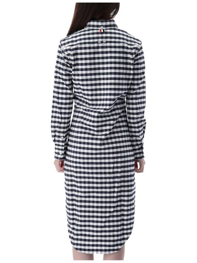 Gingham Oxford Check Shirt Midi Dress Navy - THOM BROWNE - BALAAN 5