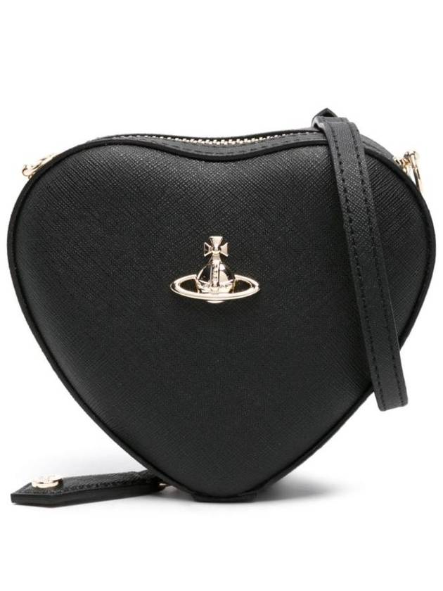 Saffiano Mini Heart Cross Bag Black - VIVIENNE WESTWOOD - BALAAN 1