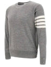 4 Bar Armband Classic Merino Wool Knit Top Light Grey - THOM BROWNE - BALAAN 3