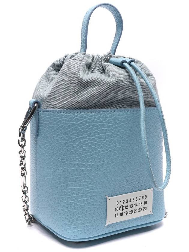 5AC Number Logo Texture Leather Bucket Bag Blue - MAISON MARGIELA - BALAAN 4