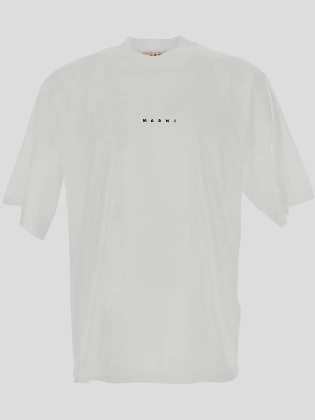 Logo Organic Cotton Short Sleeve T-Shirt White - MARNI - BALAAN 3