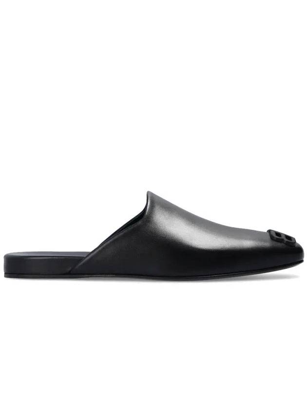 BB Logo Cozy Leather Slippers Black - BALENCIAGA - BALAAN 1