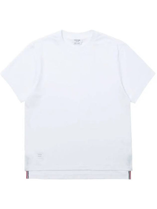 Logo Patch Lightweight Jersey Relaxed Fit Short Sleeve T-Shirt White - THOM BROWNE - BALAAN 2