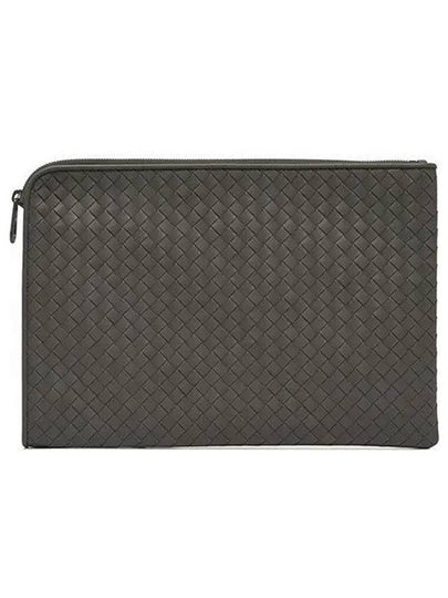 Intrecciato Weaving Zipper Medium Clutch Bag Brown - BOTTEGA VENETA - BALAAN 2