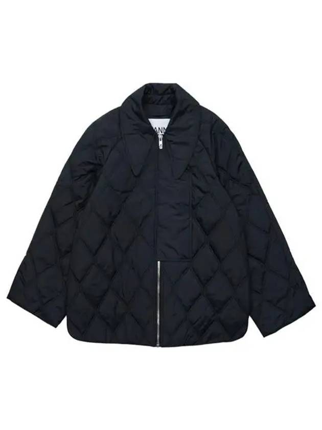 Ripstop Quilt Zip Up Jacket Black - GANNI - BALAAN 2