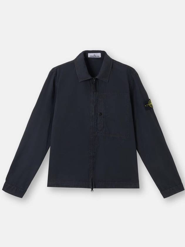 Brushed Canvas Old Effect Zip-Up Jacket Navy Blue - STONE ISLAND - BALAAN 3