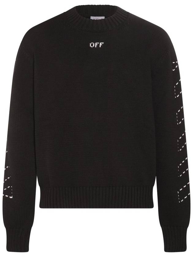 23 fw Black White Cotton Blend Jumper OMHE172F23KNI0011001 B0481013901 - OFF WHITE - BALAAN 1