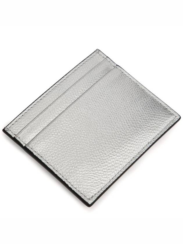 V Logo Signature Metallic Card Wallet Silver - VALENTINO - BALAAN 4