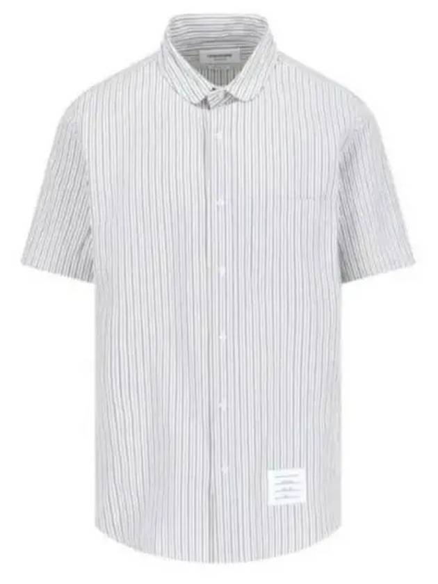 Men's Striped Short Sleeve Shirt White - THOM BROWNE - BALAAN 2