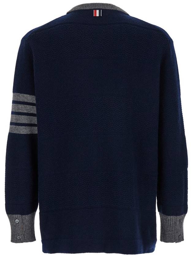 4 Bar Stripe Crewneck Knit Top Navy - THOM BROWNE - BALAAN 3