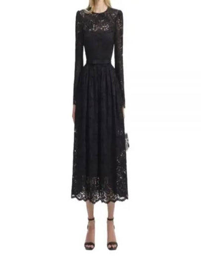 24 BLACK CORD LACE LONG SLEEVE MIDI DRESS RS24182MB - SELF PORTRAIT - BALAAN 2