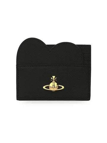 ORB Heart Saffiano Card Wallet Black - VIVIENNE WESTWOOD - BALAAN 1