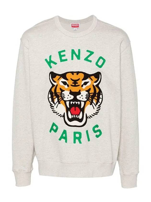 Lucky Tiger Embroidery Cotton Sweatshirt Pale Grey - KENZO - BALAAN 2