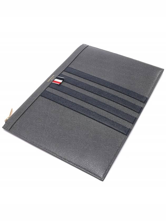 Diagonal Medium Document Case Clutch Bag Dark Grey - THOM BROWNE - BALAAN 6