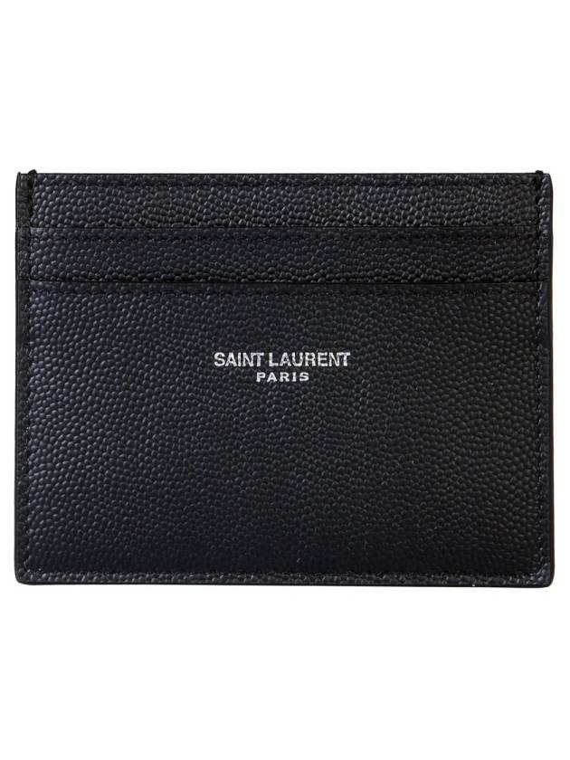 Embossed Leather Card Wallet Black - SAINT LAURENT - BALAAN 3