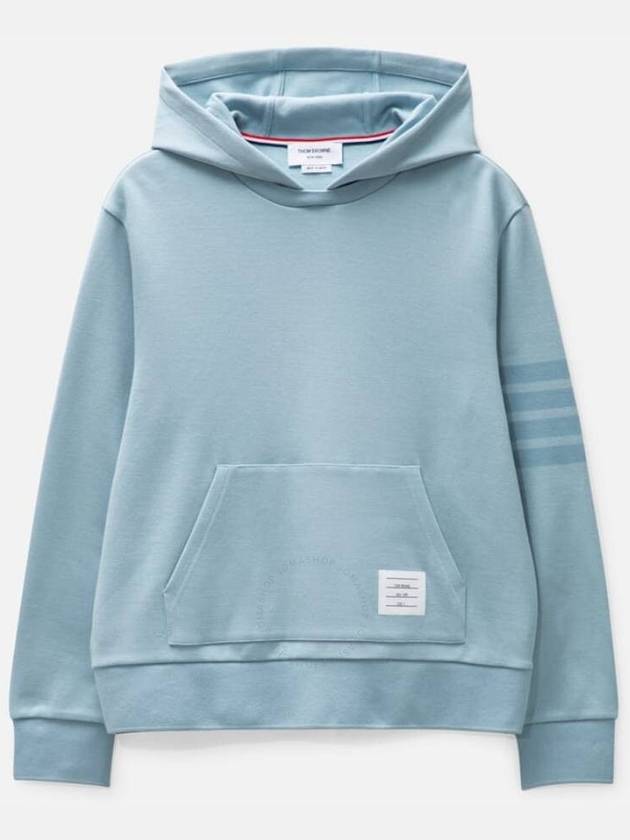 4 Bar Double Face Knit Hoodie Light Blue - THOM BROWNE - BALAAN 2