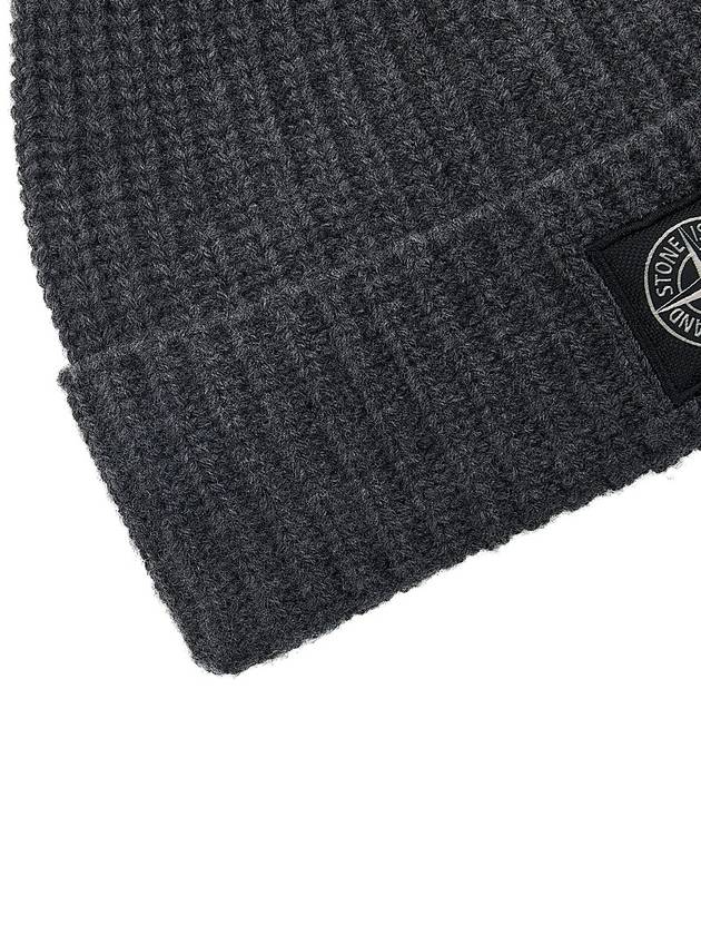 Logo Patch Rip Wool Beanie Grey - STONE ISLAND - BALAAN 9