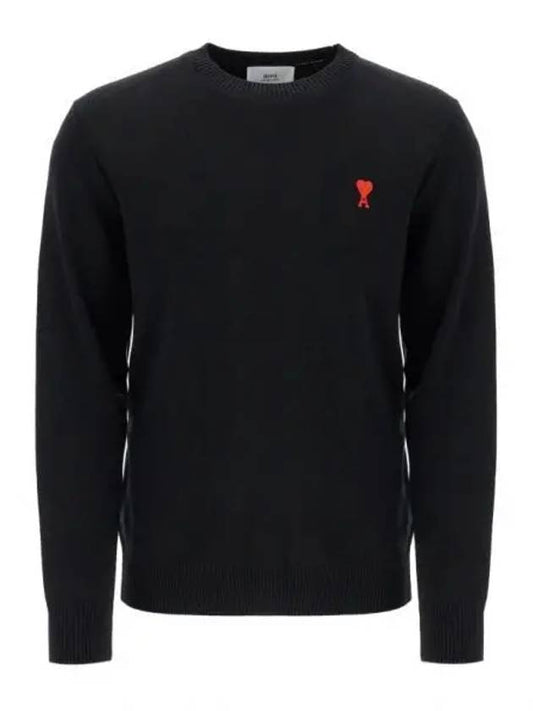 de Coeur Embroidery Crewneck Knit Top Black - AMI - BALAAN 2