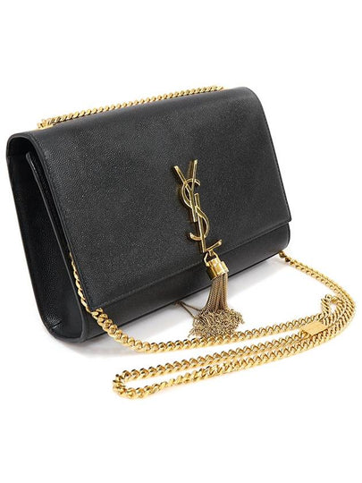 354119 Black Grande Poudre Embossed Gold Tassel Kate Medium Chain Shoulder Bag - SAINT LAURENT - BALAAN 2