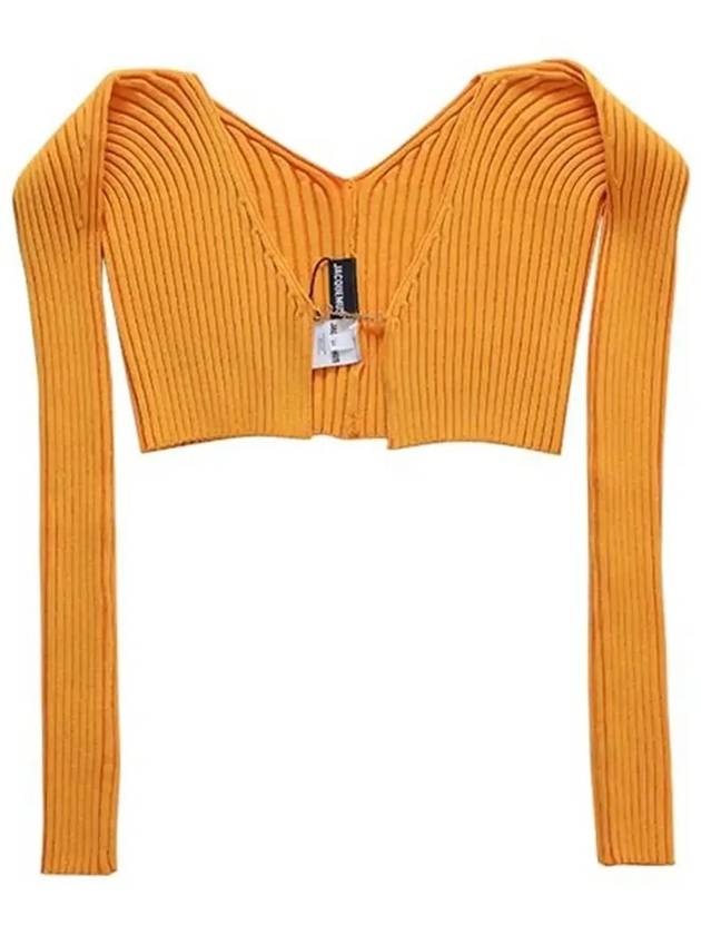 La Maille Pralu Micro Charm Logo Cardigan Orange - JACQUEMUS - BALAAN 5