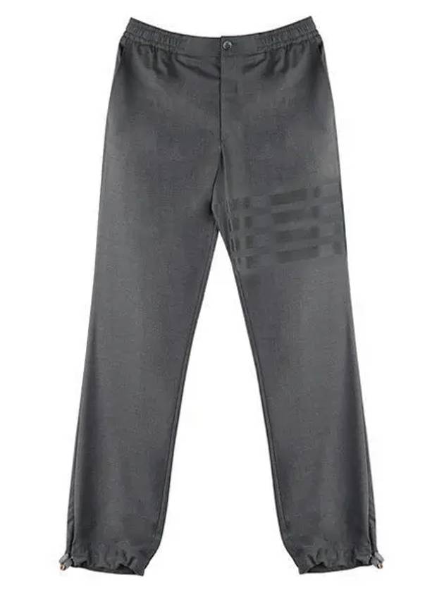 Plain Weave 4-Bar Elastic Waist Track Pants Dark Grey - THOM BROWNE - BALAAN 2