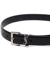 Square Buckle Monogram Leather Belt Black - SAINT LAURENT - BALAAN 5