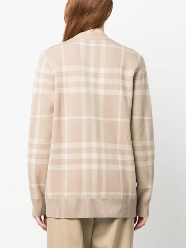 Check Pattern Buttoned Cardigan Beige - BURBERRY - BALAAN 3