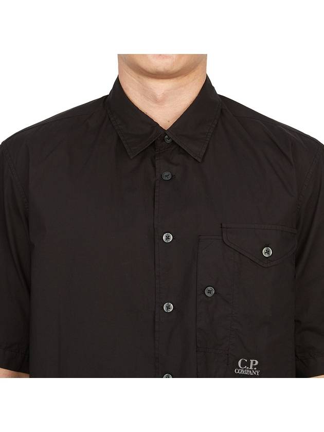 Cotton Popeline Short Sleeve Shirt Black - CP COMPANY - BALAAN 6